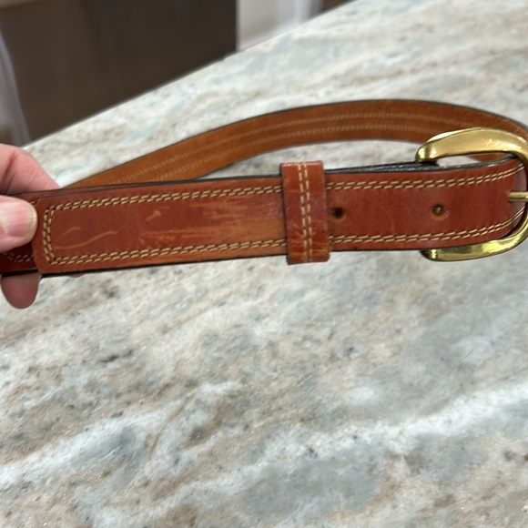 Leegin Men’s Leather Belt 32 with solid brass buckle brown - Picture 4 of 16